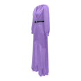thumbnail image 6 of Jumpsuit Women Long Sleeve Sparkly Jumper V Neck Belted Wide Leg Pants Sets Evening Jumpsuit,Purple Polyester Jumpsuit For Women 3XL, 6 of 7