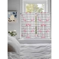thumbnail image 3 of Pink Flamingo Bathroom Window Curtain, Summer Tropical Animals Grey Plaid Light Filtering Coffee Kitchen Curtains, Bedroom Living Room Curtains 2 Panel 84"x45", 3 of 6