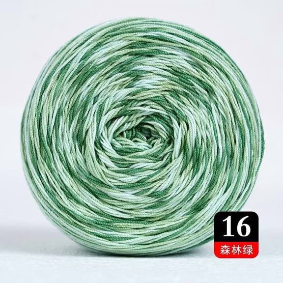 Namzi Size 6 Gradient Variegated Cotton Lace Crochet Thread,Thin Soft,Yarn Count 21S 13385.83 in ,1 Roll 50g light greenfor 1-1.5mm Crochet Hooks