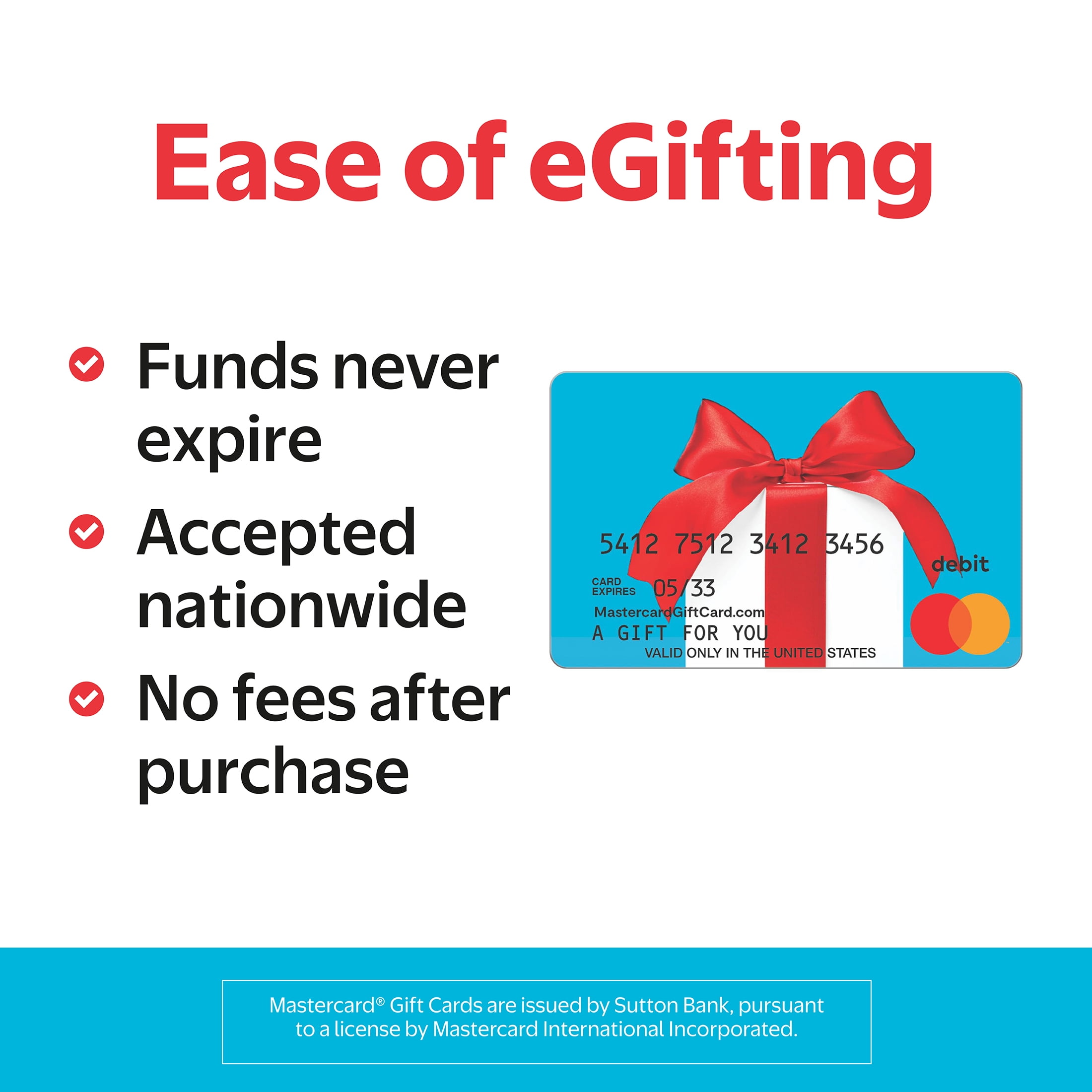 Mastercard® $20-$500 Red Bow eGift Card (Plus $6.84 Purchase Fee) [Email Delivery]