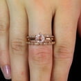 thumbnail image 4 of Bestseller 2 carat Morganite and Diamond Trio Ring Set in 10k Rose Gold, 4 of 4