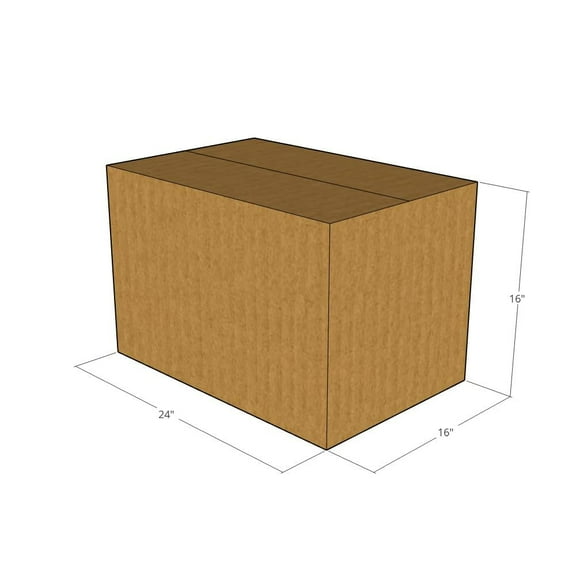 24x16x16 Kraft Brown Corrugated Shipping Boxes, 32 ECT Single-Wall, Qty 10