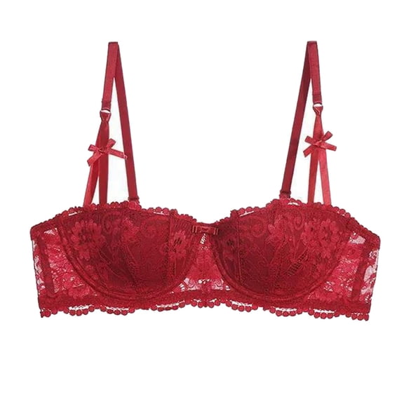 Gyexs Elegant Lace Half Cup Demi Bra with Push Up Support for Women Bridal Wear Womens Bras, Red, Size 38
