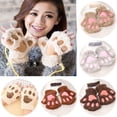thumbnail image 2 of Douhoow Women Cat Claw Paw Plush Mittens Warm Soft Plush Half Finger Fluffy Gloves, 2 of 4