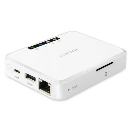 Macally Wireless Travel Router, Media Hub, & 2600mAh External Battery with USB Port & SD Card Reader
