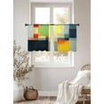 thumbnail image 3 of Abstract Art Sheer Curtains 45 Inches Long 2 Panels Color Block Modernism Collage Art Light Filtering Semi Sheer Window Curtains Drapes for Bedroom Living Room 52"x45", 3 of 7