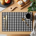 thumbnail image 2 of Buffalo Plaid Placemats Set of 8 Farmhouse Black White Checkered Vintage Rustic Place Mats Indoor Wipeable Table Mats Washable Cloth Dining Table Placemats for Kitchen Holiday Party Decor 13x19 Inch, 2 of 9