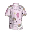 thumbnail image 3 of Xecao No Drama Llama print Hawaiian shirt - a stylish short-sleeve button-down for men, perfect for casual beach and tropical outings., 3 of 9