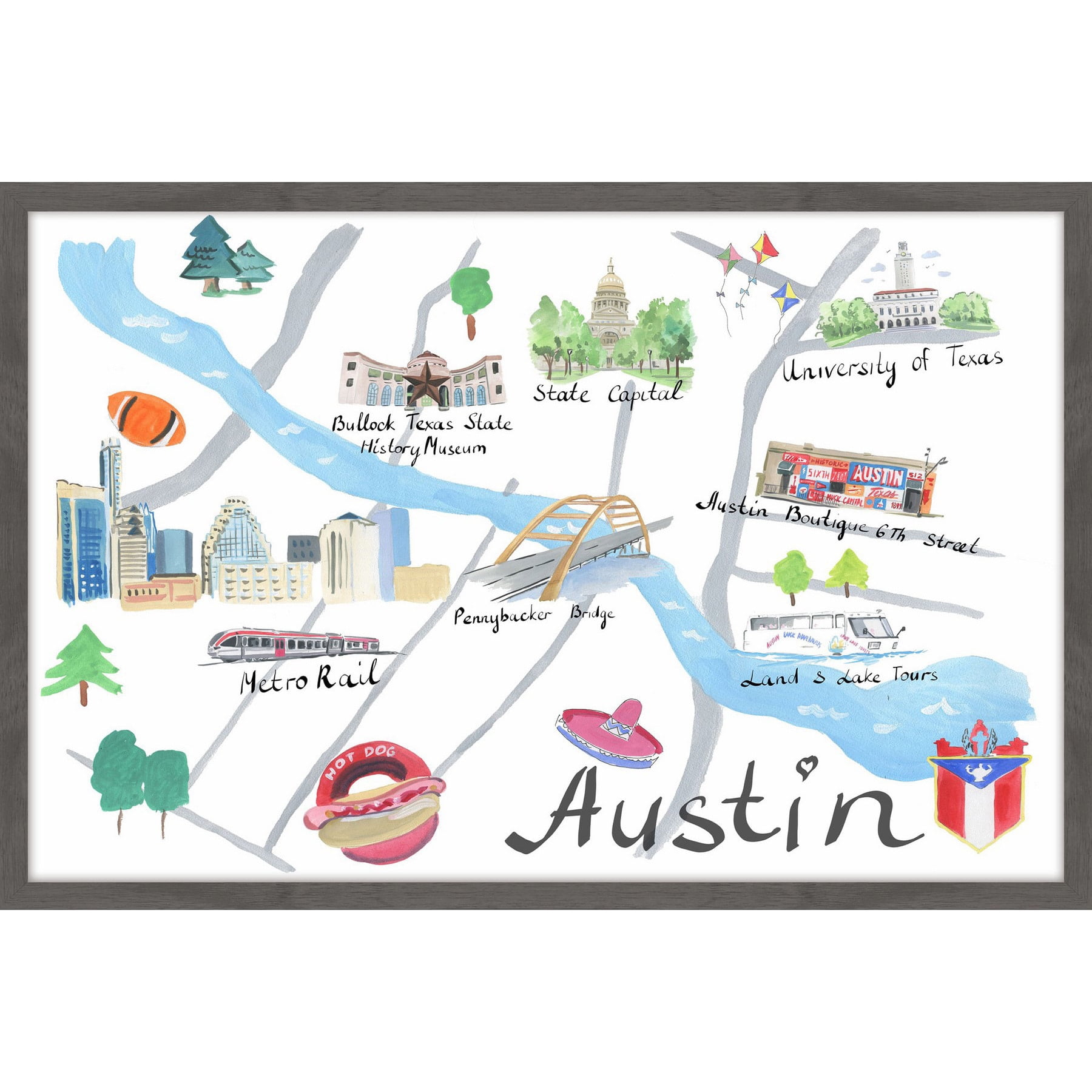 "Lively Austin" Framed Painting Print