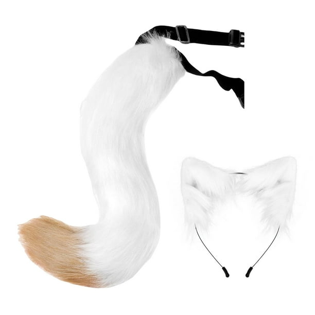 Diadema con orejas de zorro de imitación Hugo Diadema Unisex Blanco Cola de traje