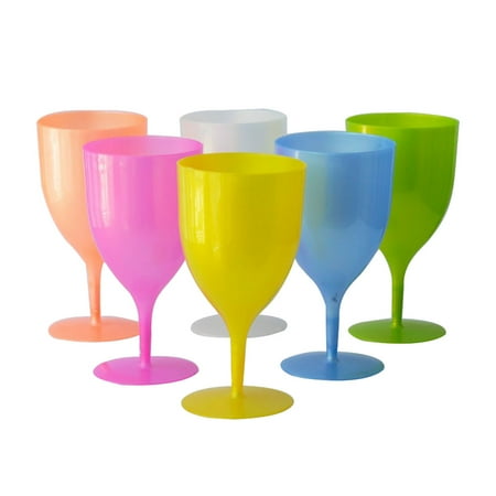 

6Pcs Party Wine Cups Plastic Goblets Picnic Wine Cups Easter Cocktail Goblets for Home