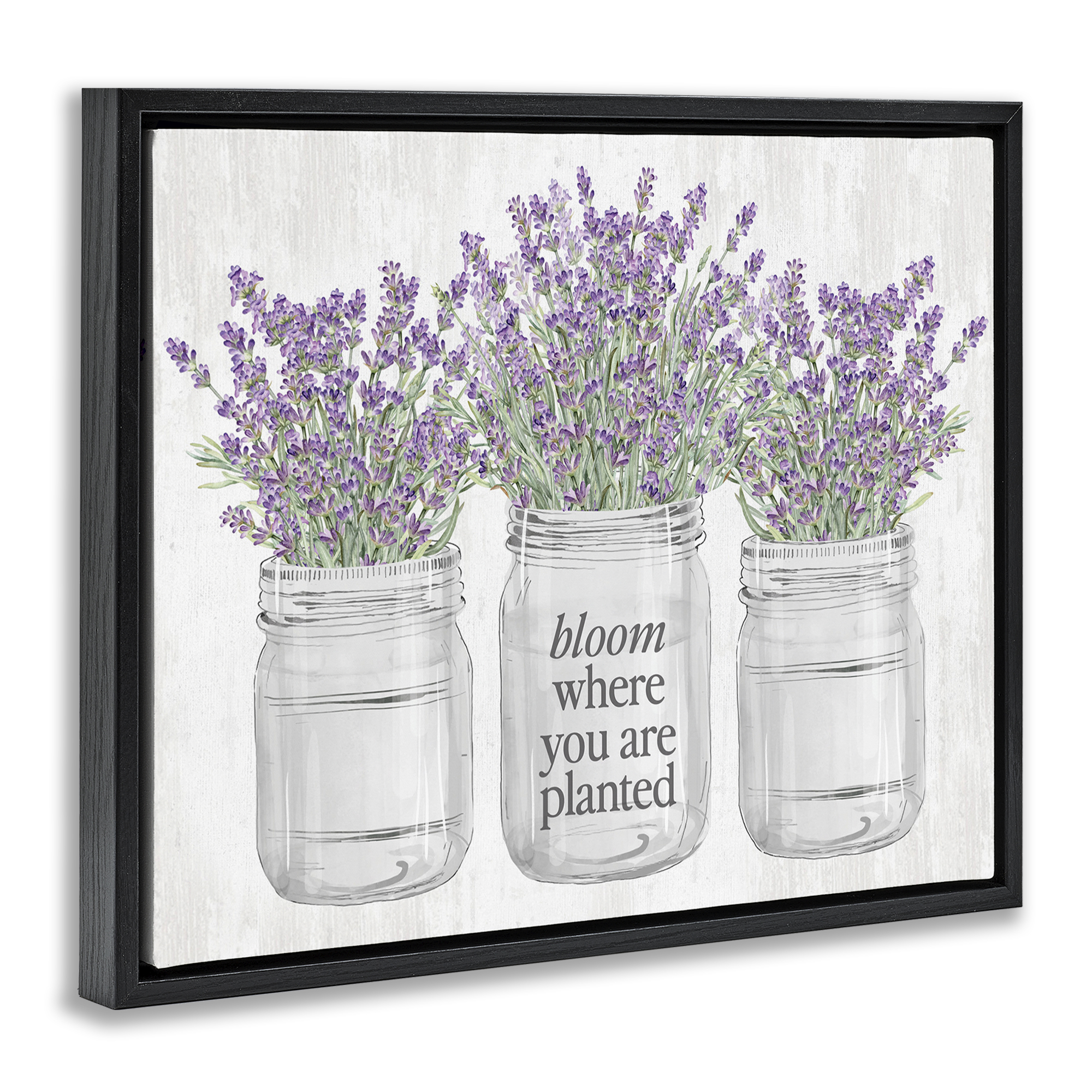 Stupell Industries Where You're Planted Botanical & Floral Painting Black Floater Framed Canvas Art Print Wall Art, 21 x 17