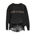 thumbnail image 4 of Miqool God Is Good Graphic Sweatshirt for Women Letter Print Crewneck Long Sleeve Shirts Casual Loose Pullover Tops, 4 of 5