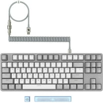 Manbasnake AK873 Gaming Keyboard,RGB Backlit,Hot-Swap,PBT,75% TKL Layout with Custom Coiled USB/Type-C Aviation Cable(Blue Grey/Brown Switch)