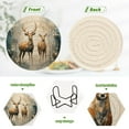 thumbnail image 4 of 6 Pcs Drink Coasters Sets with Holder Pads Cotton Cup Heat-Resistant Hot Mats for Table Protection Deers in Blue, 4 of 7