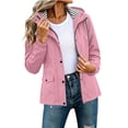 thumbnail image 2 of Valufy Women's Waterproof Hooded Rain Jacket, Lightweight Striped Lined Windbreaker with Drawstring Waist and Pockets, 2 of 9