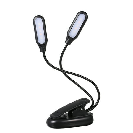 Bendable Lights 10 LED 2 Light Colors 3 Illumination Modes Table Lamp Desk Light with Clamp Clip Base Flexible Bendable Bendy Tube with USB Charging Port Built-in 1000mAh High Capacity Rechargeable Battery ()