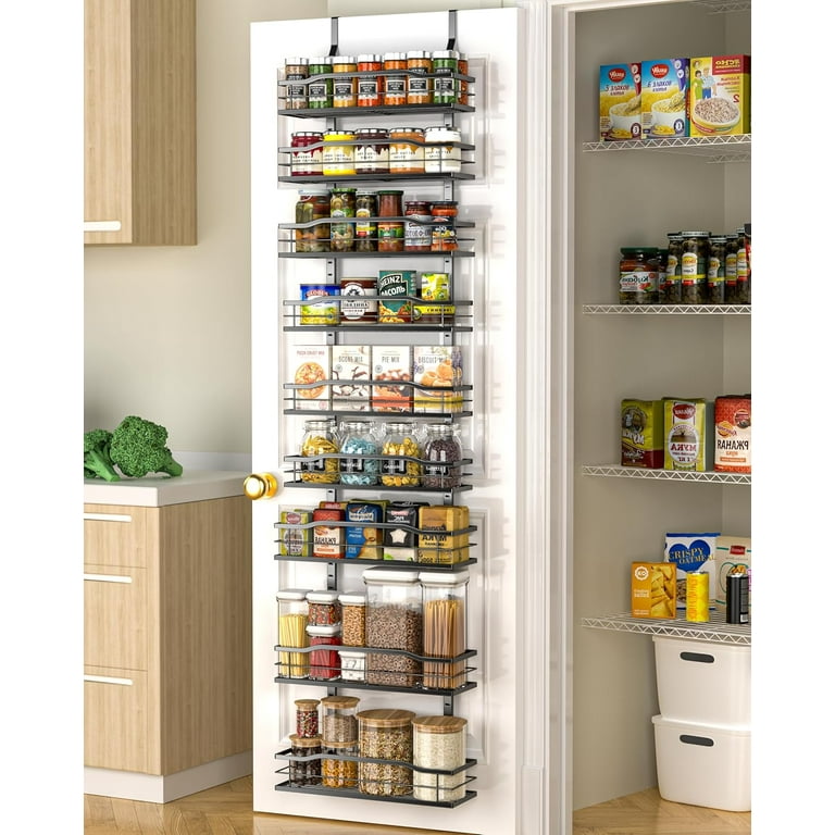 12.2 W Narrow 9 Tier Over The Door Pantry Organizer Pantry Organization and Storage Black Hanging Basket Wall Spice Rack Seasoning Shelves Home Kitchen Walmart