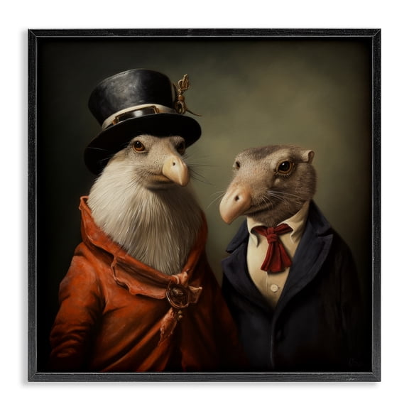 Stupell Industries Cottage Animal Couple Vintage Fashion Black Framed Giclee Art, 12 x 12, by Lazar Studio