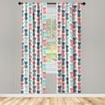 thumbnail image 3 of Ambesonne Tropical Curtains, Stamped Minimal Backdrop, Pair of 28"x84", Turquoise White Coral, 3 of 5