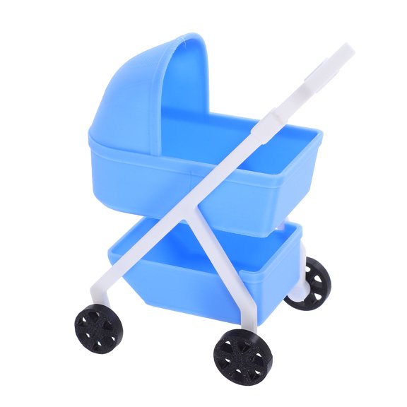 NIAIZEK Dollhouse Decoration Stroller Toy Blue Plastic 1Pack
