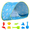 Blue with print, variant on PigPigPen Pop Up Sun Shelter for Baby: Beach Tent with UV Protection & Waterproof Cabana - Infant Pool Shade Umbrella（Equipped with beach toys）