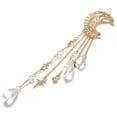 thumbnail image 4 of Minnieouse Horquilla elegante para mujer, pasadores de cristal de Luna, borla de estrella, cadena larga, cuentas, bandas para el pelo colgantes, Cuidado del cabello Oro, 4 of 6