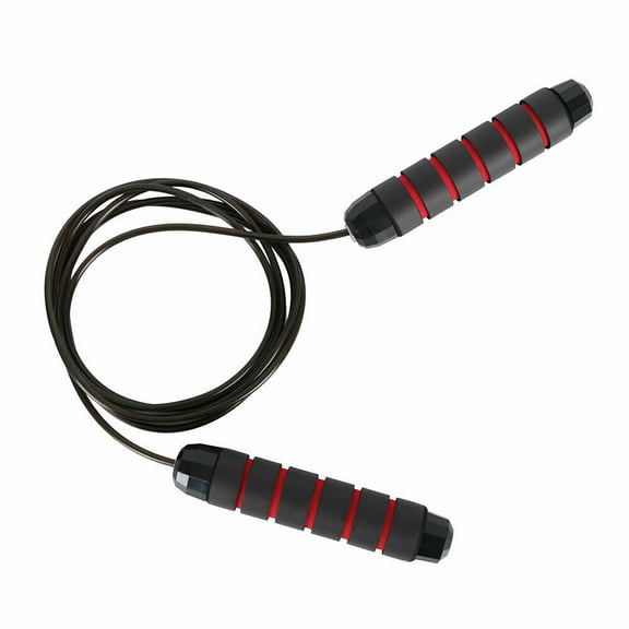 Trendy Gym Aerobic Exercise Boxing Skipping Jump Rope Bearing Speed Fitness(Black Red)