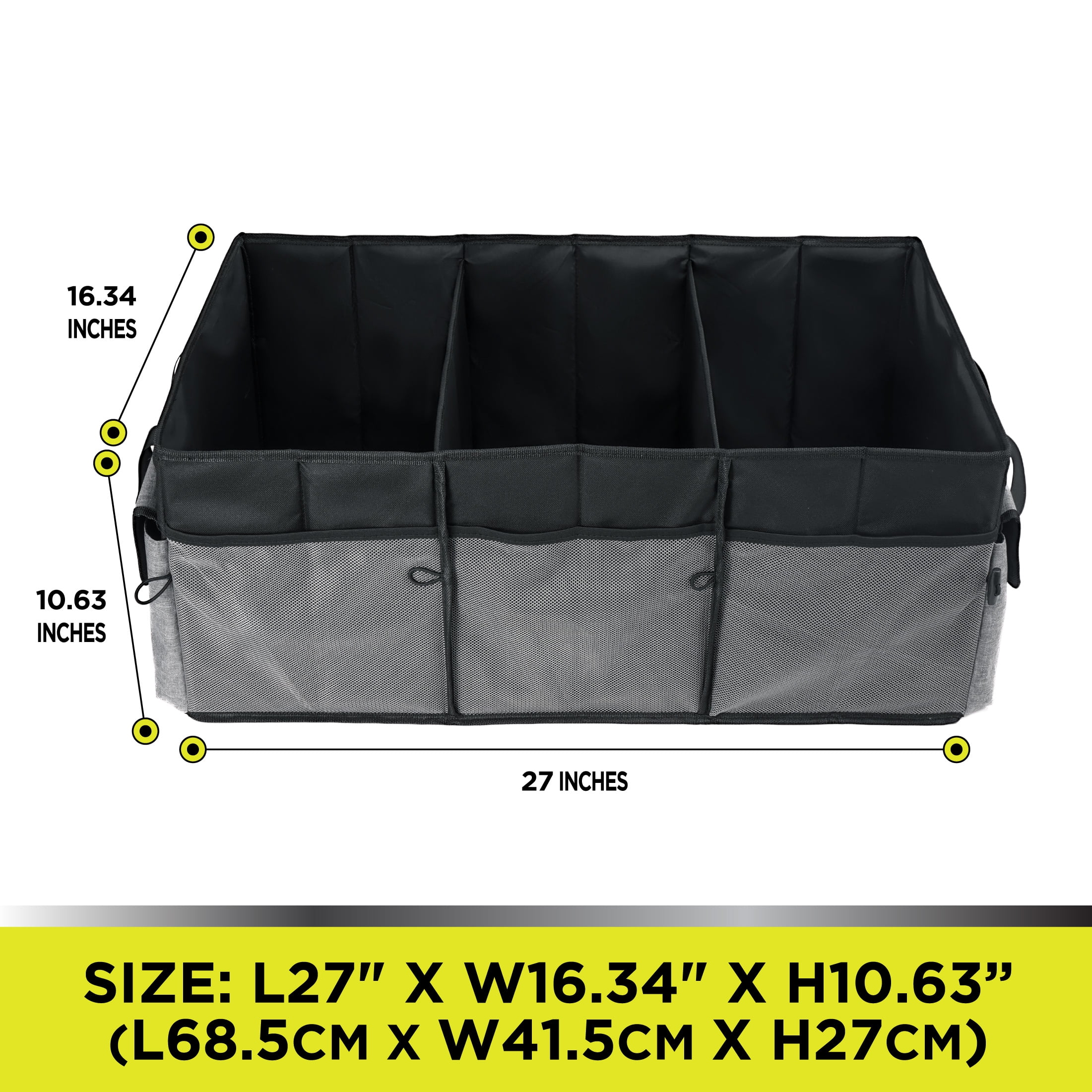 Auto Drive Super Jumbo Trunk Collapsed Organizer for Car ,3 Compartments 26.77x16.33x11.22"