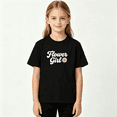 thumbnail image 2 of Flower Girl Girls Graphic Tee, Cute Retro Daisy School Spring 100% Cotton Kids Short Sleeve T-Shirt, 2 of 5