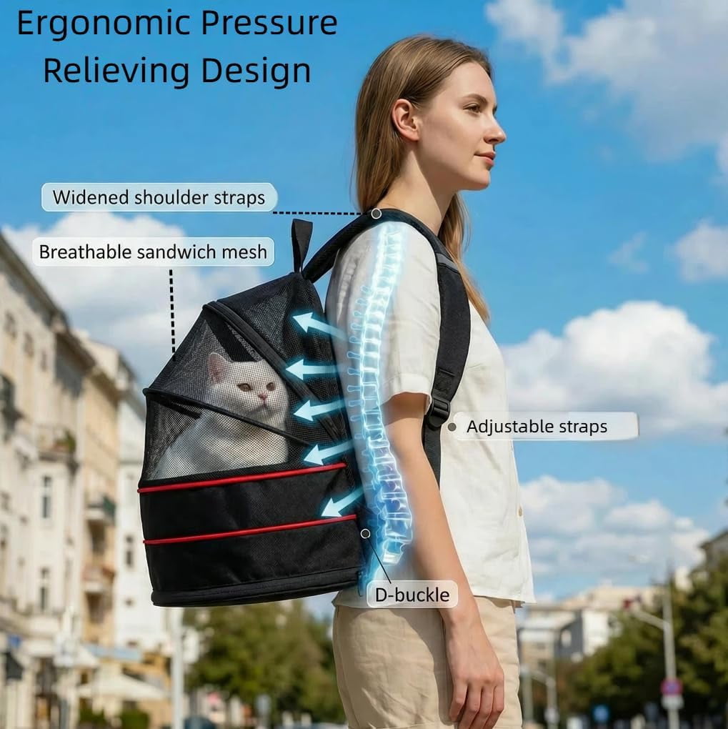 Dog Backpack Carrier for Small Dogs - Cat Carrier Backpack, Pet Tent for Indoor and Outdoor Cats, Collapsible Breathable Lightweight Cat Travel Supplies Accessorie for Shopping Travel Vet