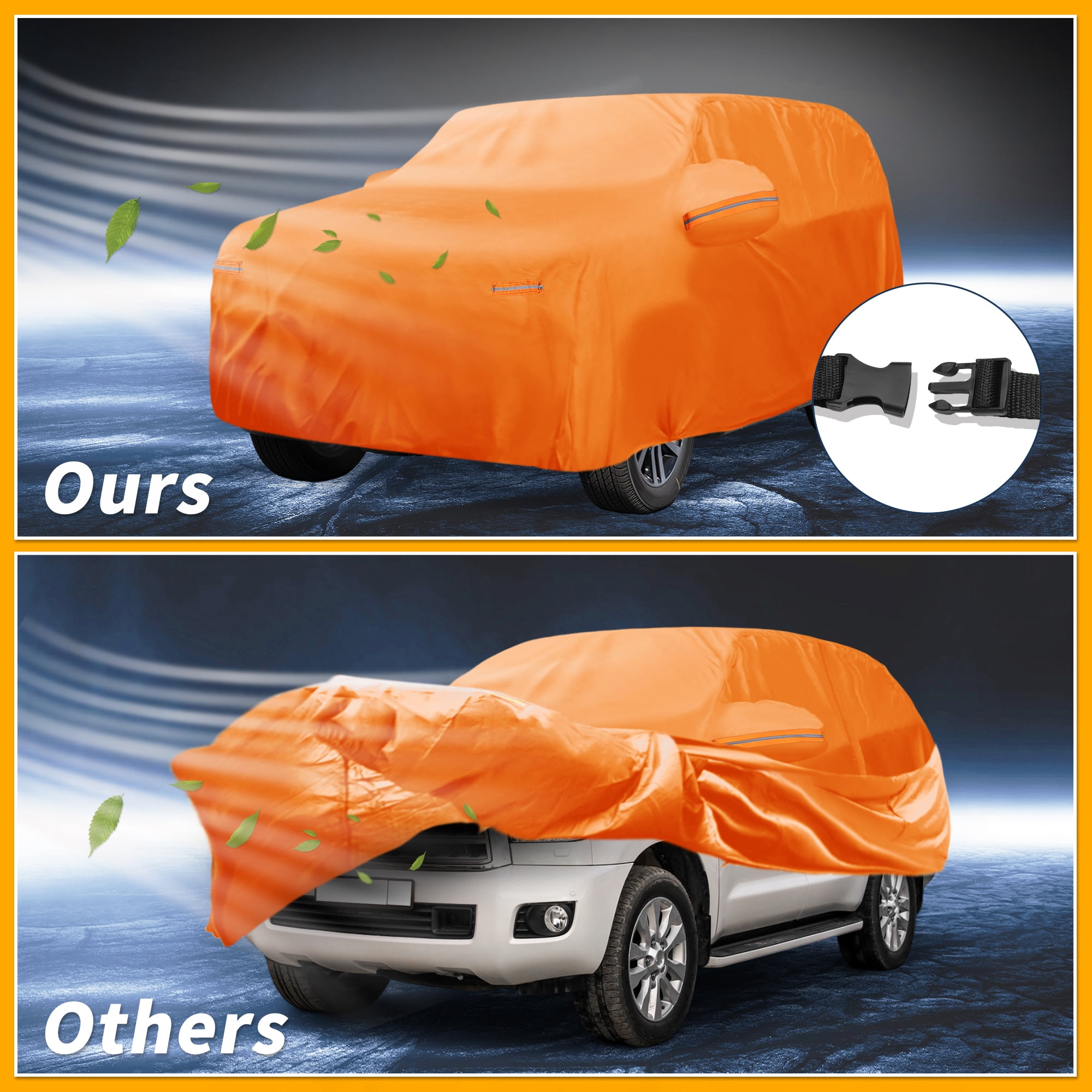 Unique Bargains Car Cover for Toyota Sequoia Aluminum Film Orange with Left Zipper
