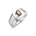 thumbnail image 4 of RYLOS Men's Rings Sterling Silver Ring Classic Solitaire 7X5MM Oval Shape Gemstone Designer Band Smoky Quartz June Birthstone Rings For Men Size 10, 4 of 5