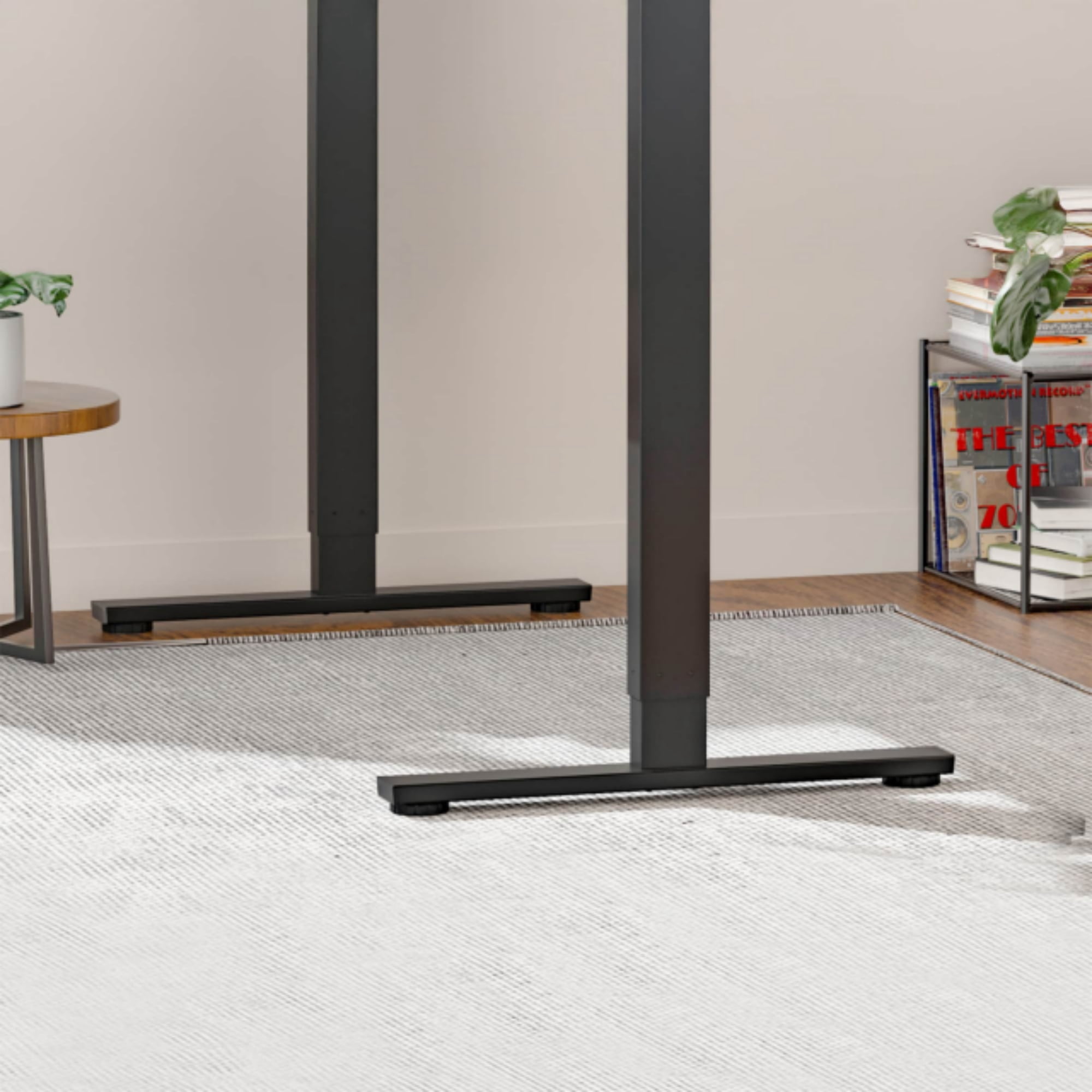 GARITIN 55-Inch Electric Standing Desk, Whole Piece Height Adjustable Sit Stand Desk with Motor Lift System, 28.7 to 46.4 Inch Height Range, Home Office Computer Workstation, Black