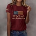 thumbnail image 2 of Women's Casual Round Neck Short Sleeve Pullover Printed T-Shirt Top Wine L, 2 of 4