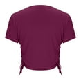 thumbnail image 6 of Fartey Crop Tops for Women Soft Comfy Crewneck Short Sleeve Shirts Slim Fit Summer T Shirts Solid Color Tees Y2k 2025 Trendy Blouses Wine 2XL, 6 of 7