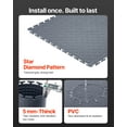thumbnail image 3 of VEVOR Garage Floor Tiles Interlocking, 8 Pack 20.2 x 20.2 x 0.2 in Interlocking Modular Garage Flooring Tiles, Diamond Plate Slip-Resistant PVC Mats for Workshop,Warehouse,Tool Room, Graphite Gray, 3 of 9