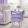 thumbnail image 3 of Mesita de noche SYKIARIOL para niños, color morado, con cajón de almacenamiento, 3 of 7