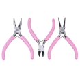 thumbnail image 1 of 3Pcs Pliers Set Pink Handle Carbon Steel Round Nose Pliers Shear Pliers Side Cutting Pliers DIY Jewelry Making Tools, 1 of 4