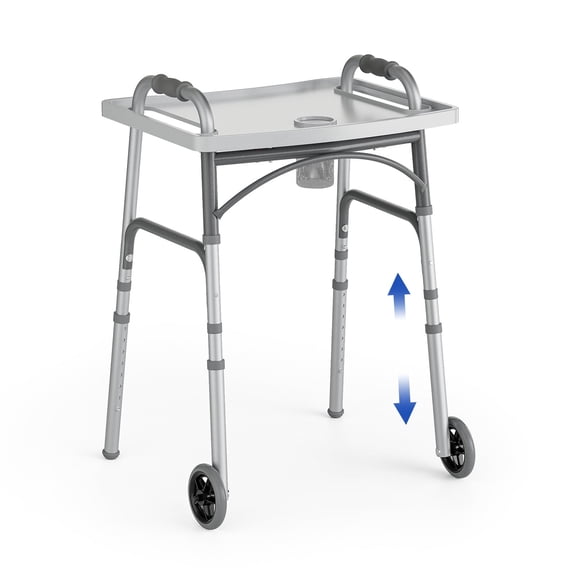 Loyoda Folding Walker with Tray, 5" Wheels Lightweight Walkers for Seniors and Adults, 350 lb Limit