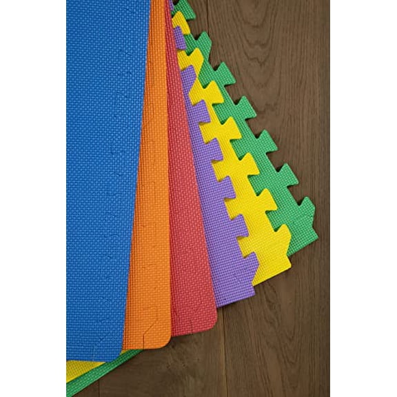 Square Brands Interlocking Gym Floor Tiles - Puzzle Foam Mats for Home Gym | MMA & Exercise | 3/8