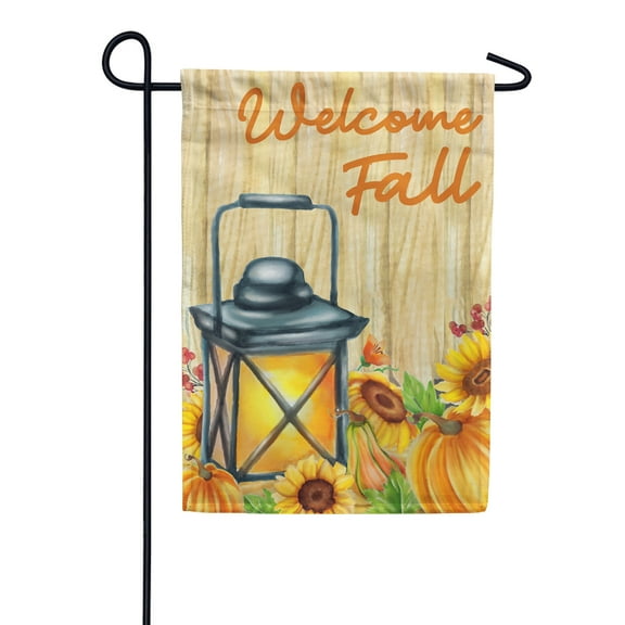 America Forever Welcome Fall Lantern Garden Flag 12.5 x 18 inch Autumn Harvest Pumpkin Sunflower Floral Rustic Primitive Seasonal Yard Outdoor Fall Decorations Double Sided Flag