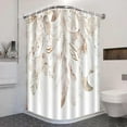 thumbnail image 4 of Fall Boho Tan Leaf Shower Curtain Beige Brown Leaves Floral Botanical Bathroom Curtain Waterproof Polyester Fabric Bath Curtain 72 x 72 Inch with 12 Plastic Hooks, 4 of 6