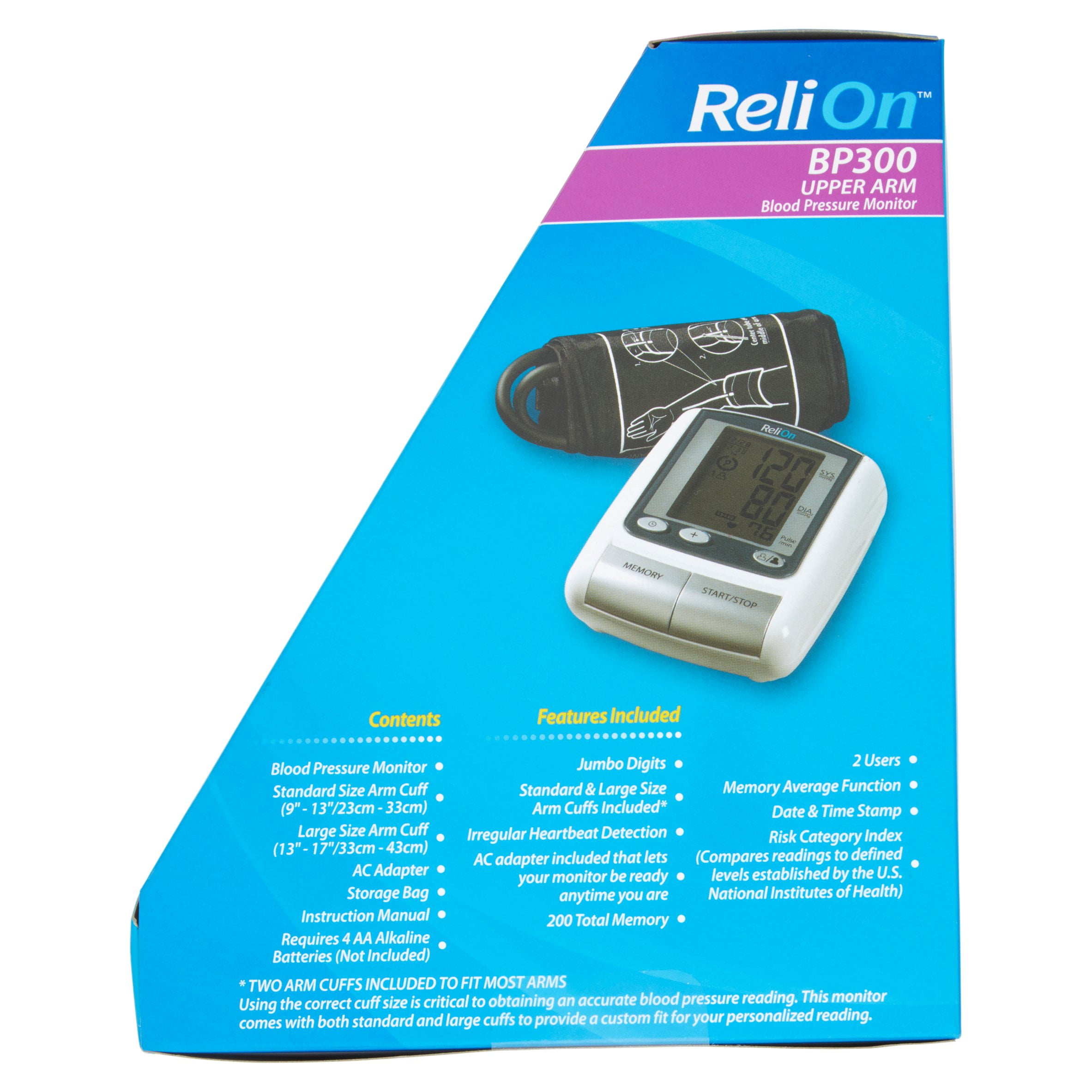 ReliOn BP100 Upper Arm Automatic Blood Pressure Monitor 