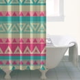 thumbnail image 4 of Pink and Blue Triangle Pattern Shower Curtain 36"x72" ,Bathroom Decorative Shower Curtains Set with 12 Hooks,Modern Waterproof Washable Shower Curtain, 4 of 6