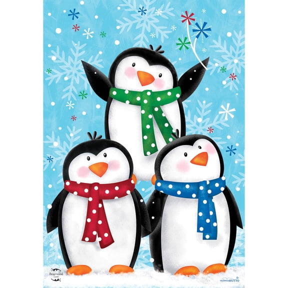 Briarwood Lane Winter House Flag 40x28 For Outdoor Winter Penguins For Winter House Flag