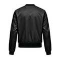 thumbnail image 6 of EchfiProm Women's Solid Color Bomber Jacket Full Zip Long Sleeve Lightweight Windproof Casual Outerwear with Pockets for Spring Fall Daily Wear Black M, 6 of 7