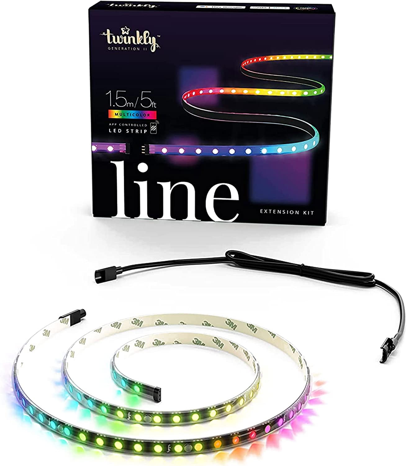 Twinkly 5ft RGB LED Light Strip – App-Controlled, Magnetic & Adhesive, 16 Million Colors
