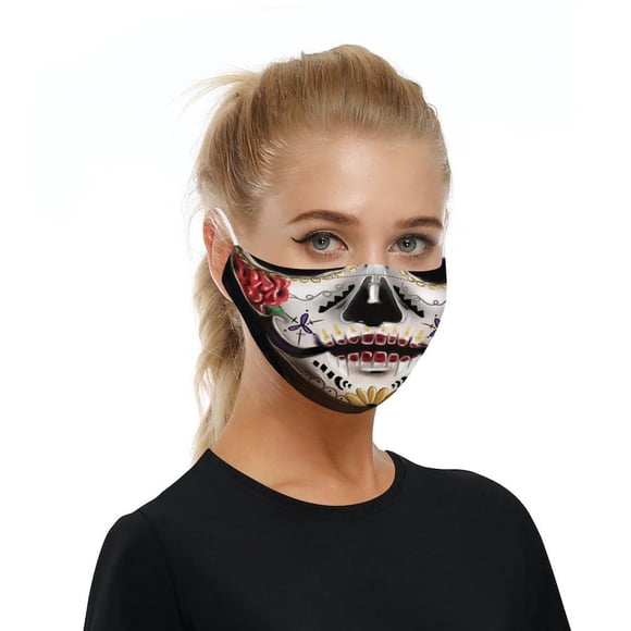 Mascarilla digital con estampado de calavera para Halloween, reutilizable