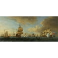 thumbnail image 3 of John Cleveley the elder 18x10 Black Modern Framed Museum Art Print Titled - An English Frigate Under Sail Firing a Gun, with Shipping at Anchor and Under Sail, 3 of 5